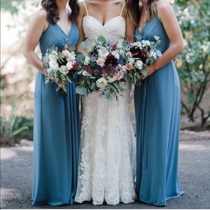 Double Strap Long Georgette Bridesmaid Wrap Dress